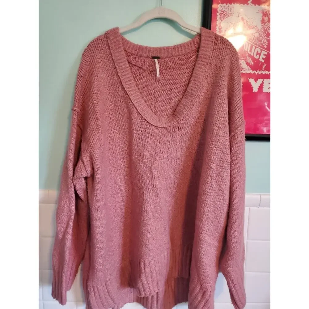 Free People Women's Brookside Tunic Sweater in Pink Lightning Size Medium - Picture 11 of 12